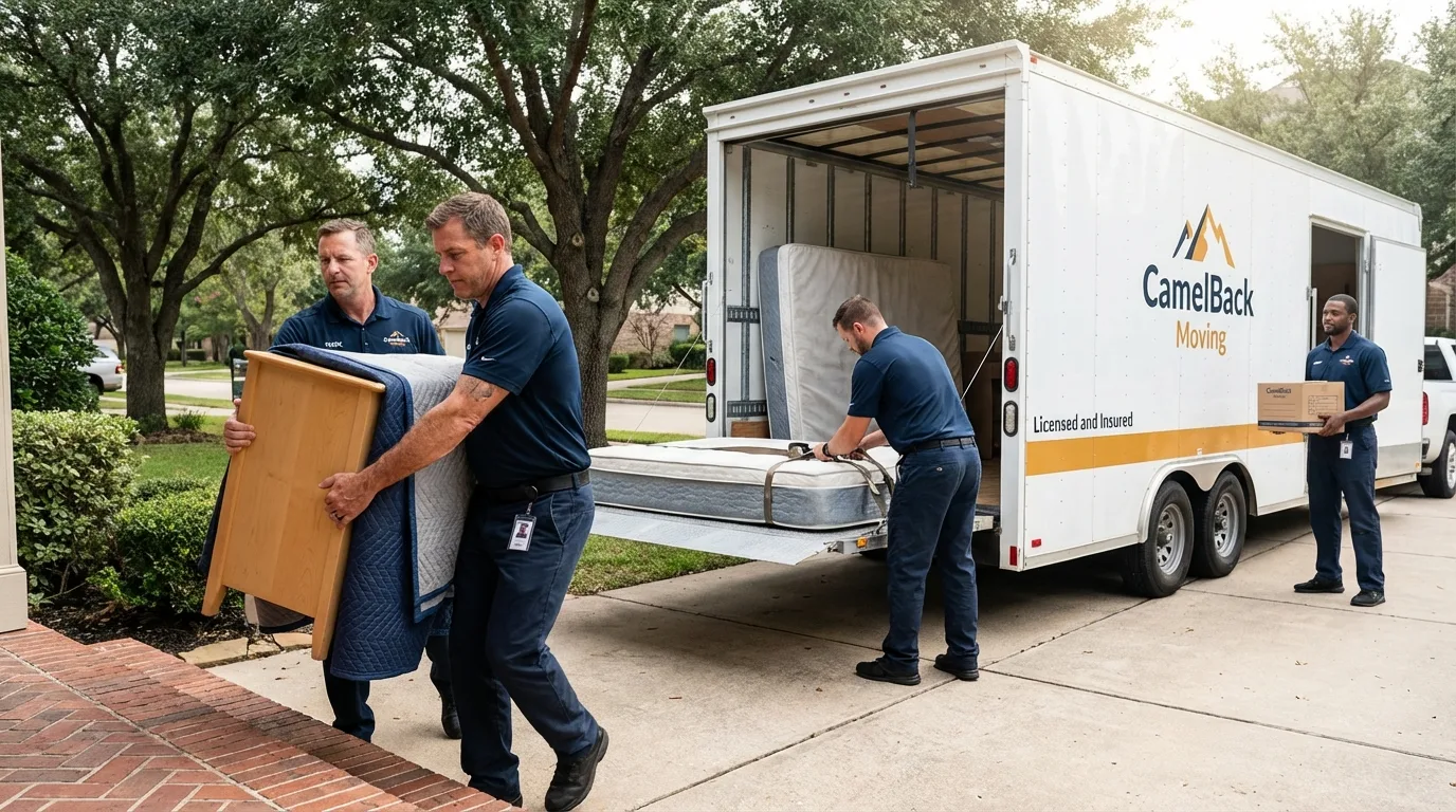 Crew loading residential truck for cross-state move from South Yarmouth, MA