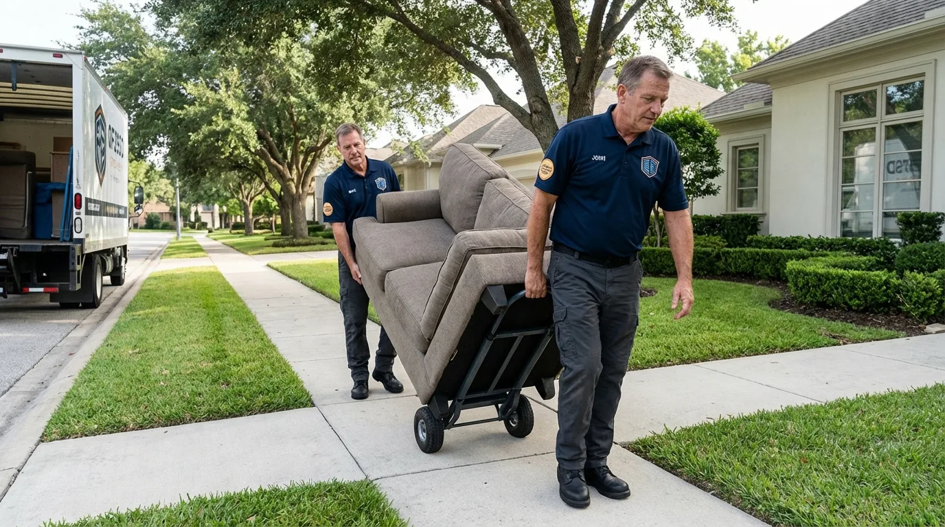 Local residential moving crew loading furniture in South Yarmouth, MA